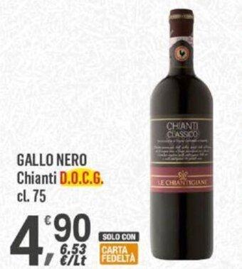 Supermercati Dok GALLO NERO Chianti D.O.C.G. cl 75 offerta