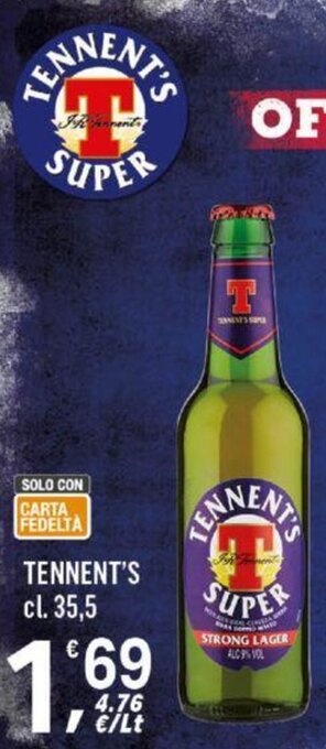Supermercati Dok TENNENT'S cl. 35,5 offerta