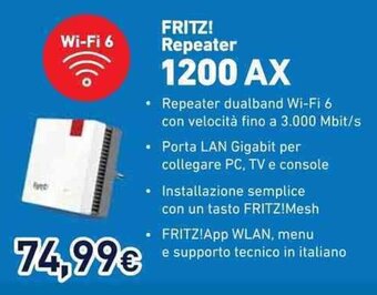 Unieuro FRITZ! Repeater 1200 AX offerta