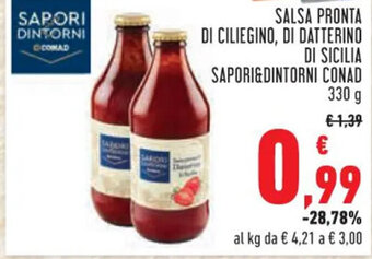 Conad SALSA PRONTA DI CILIEGINO, DI DATTERINO DI SICILIA SAPORI&DINTORNI CONAD 330 g offerta