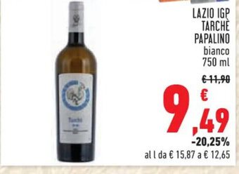 Conad LAZIO IGP TARCHÈ PAPALINO bianco 750 ml offerta