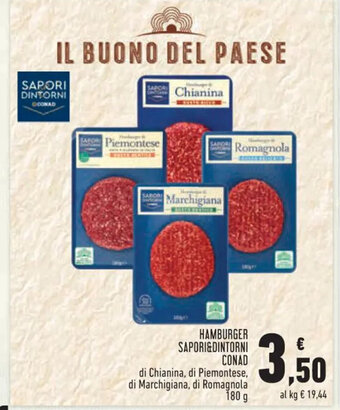 Conad HAMBURGER SAPORI&DINTORNI CONAD 180 g offerta