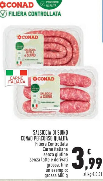 Conad SALSICCIA DI SUINO CONAD PERCORSO QUALITÀ 480 g offerta