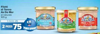 Carrefour Iper Filetti di Tonno As Do Mar al naturale 105 g offerta