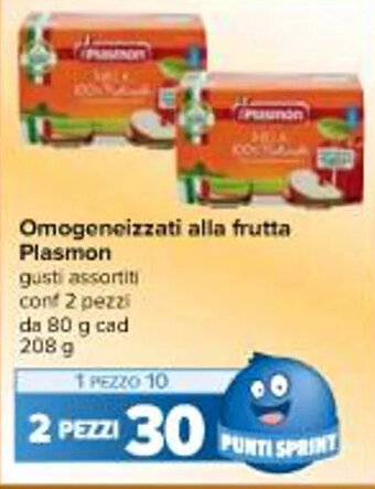 Carrefour Iper Omogeneizzati alla frutta Plasmon 208 g offerta