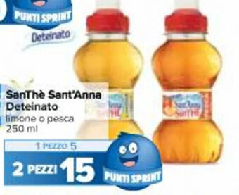 Carrefour Iper SanThe Sant'Anna Deteinato limone o pesca 250 ml offerta