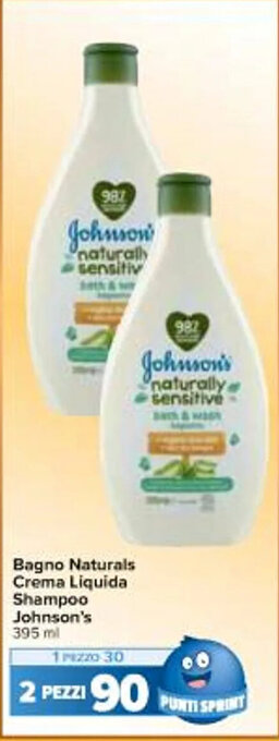 Carrefour Iper Bagno Naturals Crema Liquida Shampoo Johnson's 395 ml offerta
