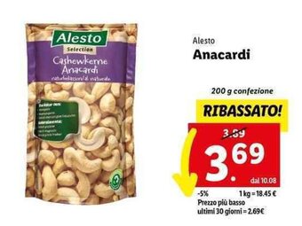 Lidl Alesto Anacardi 200 g offerta