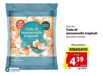 Lidl Ocean Sea Code di mazzancolle tropicali 200 g offerta