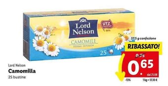 Lidl Lord Nelson Camomilla 25 bustine 37,5 g offerta