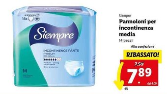 Siempre Pannoloni per incontinenza media 14 pezzi