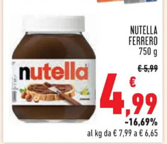 Conad NUTELLA FERRERO 750 g offerta