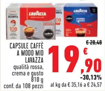 Conad CAPSULE CAFFÈ A MODO MIO LAVAZZA 810 g offerta