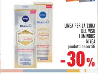 Conad LINEA PER LA CURA DEL VISO LUMINOUS NIVEA prodotti assortiti offerta