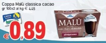 Kanguro Coppa Malù classica cacao gr 100x2 offerta