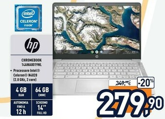 Unieuro HP Chromebook 14a-na0019nl 35,6 Cm (14") Full HD Intel® Celeron® 4 GB LPDDR4-SDRAM 64 GB EMMC Wi-Fi 5 (802.11ac) Chrome OS Ar offerta