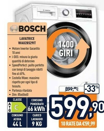 Unieuro Bosch Lavatrice offerta