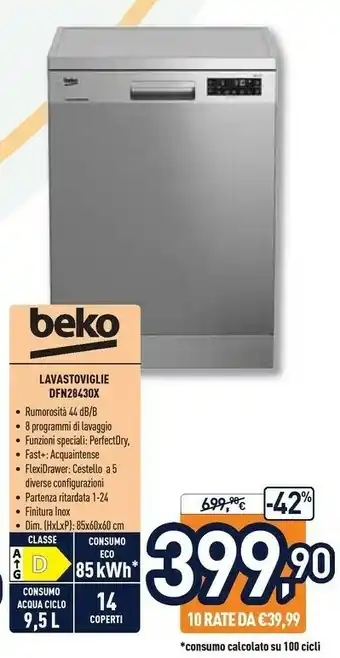 Unieuro Beko Lavastoviglie offerta