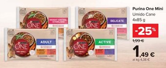 Carrefour Purina One Mini Umido Cane 4x85 g offerta