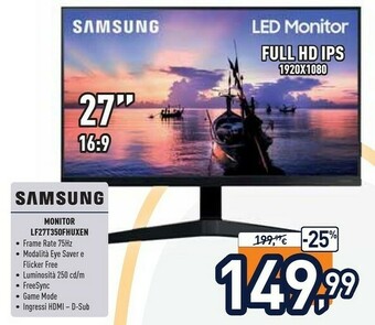 Unieuro Samsung LF27T350FHU 68,6 Cm (27") 1920 X 1080 Pixel Full HD LED Nero offerta