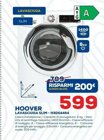 Euronics Hoover H-WASH 300 PLUS H3DS4464TAMCE-S Lavasciuga Bianco E offerta