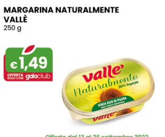 Gala Supermercati MARGARINA NATURALMENTE VALLÈ 250 g offerta
