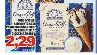 Gros Sammontana Cinque Stelle Panna 6 Coni 450 G(ml) offerta