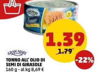 PENNY TONNO ALL' OLIO DI SEMI DI GIRASOLE 160 g offerta
