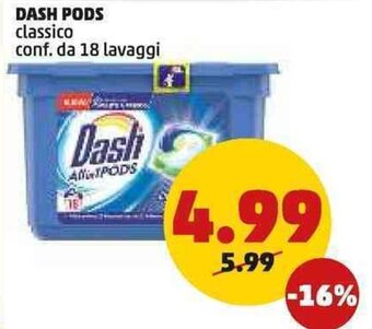 PENNY DASH PODS classico 18 lavaggi offerta