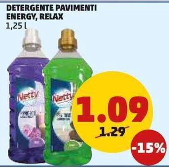 PENNY DETERGENTE PAVIMENTI ENERGY, RELAX 1,25 l offerta