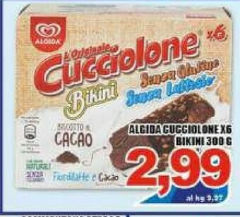 Gros Algida L'Originale Cucciolone X6 Bikini Biscotto Al Cacao Fiordilatte E Cacao 300 G(ml) offerta