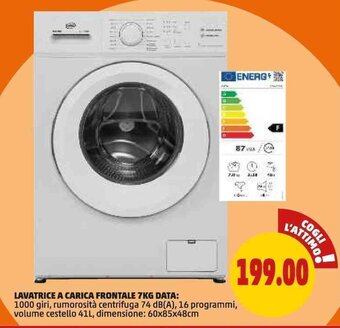 PENNY LAVATRICE A CARICA FRONTALE 7KG DATA 60x85x48cm offerta