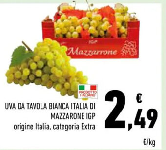 Conad UVA DA TAVOLA BIANCA ITALIA DI MAZZARONE IGP origine Italia, categoria Extra offerta