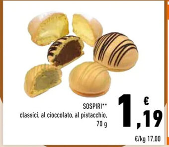 Conad SOSPIRI classici, al cioccolato, al pistacchio, 70 g offerta