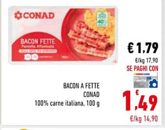 Conad BACON A FETTE CONAD 100 g offerta