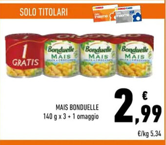 Conad MAIS BONDUELLE 140 g x 3 + 1 omaggio offerta