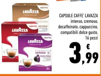 Conad CAPSULE CAFFE' LAVAZZA intenso, cremoso, decaffeinato, cappuccino, compatibili dolce gusto, 16 pezzi offerta