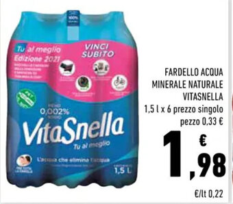 Conad FARDELLO ACQUA MINERALE NATURALE VITASNELLA 1,5 l x 6 prezzo singolo pezzo offerta