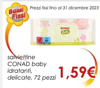 Conad salviettine CONAD baby idratanti, delicate, 72 pezzi offerta