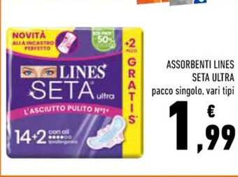 Conad ASSORBENTI LINES SETA ULTRA pacco singolo, vari tipi offerta