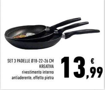 Conad SET 3 PADELLE 018-22-26 CM KREATIVA rivestimento interno antiaderente, effetto pietra offerta