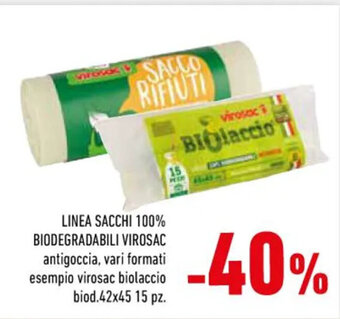 LINEA SACCHI 100% BIODEGRADABILI VIROSAC antigoccia, vari formati esempio virosac biolaccio biod.42x45 15 pz.