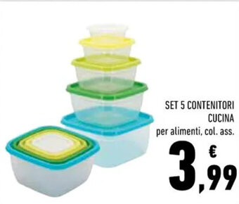 Conad SET 5 CONTENITORI CUCINA per alimenti, col. ass. offerta