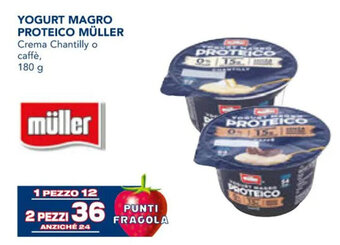 Esselunga YOGURT MAGRO PROTEICO MÜLLER Crema Chantilly o caffè, 180 g 2 PEZZI offerta
