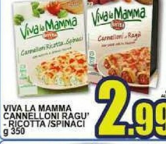 Gros Beretta Cannelloni Ricotta E Spinaci Con Ricotta Italiana Viva La Mamma 350 G(ml) offerta