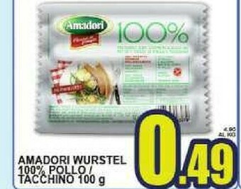 Gros Amadori Wurstel Di Suino E Tacchino 100 G(ml) offerta