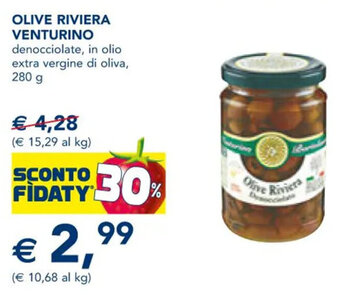 OLIVE RIVIERA OLIVE RIVIERA VENTURINO denocciolate, in olio extra vergine di oliva, 280 g 280 g