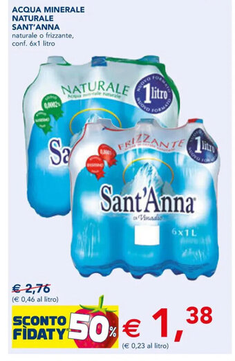 Esselunga ACQUA MINERALE NATURALE SANT'ANNA 1 litro offerta