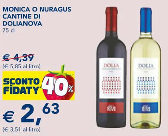 Esselunga MONICA O NURAGUS CANTINE DI DOLIANOVA 75 cl offerta