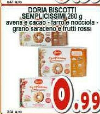 Gros Doria Semplicissimi Biscotto Al Grano Saraceno E Frutti Rossi 280 G(ml) offerta